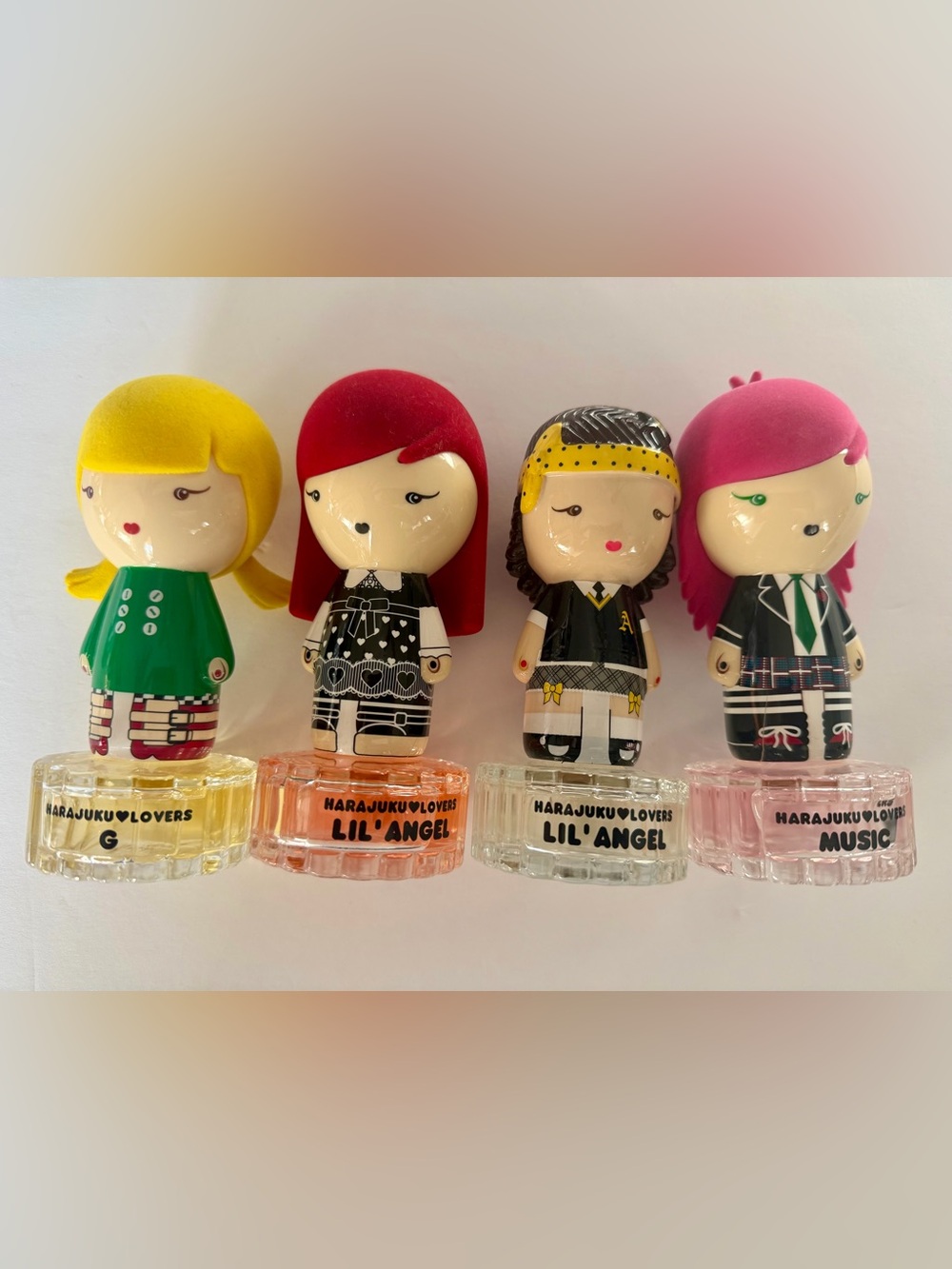 Harajuku Lovers perfume Figures set of 4 Gwen Stefani vintage bottles Y2K